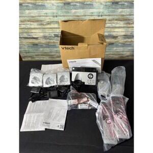 VTech IS8121-4 Cordless Phone System 4 Handsets Silver Bluetooth DECT 6.0 Opened